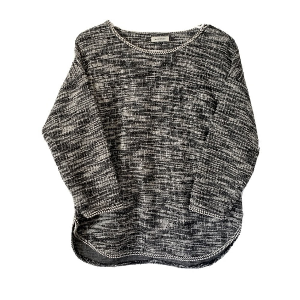 Max Studio Black & White Braided Sweater